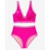 imageMOOSLOVER Women Bikini Sets Plunging High Waisted Swimsuit Whip Stitch 2 Piece Bathing SuitsPink