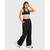 imageMOOSLOVER Women Casual Wide Leg Dress Pants Stretch Pull On High Waist Loose Fit Trousers with PocketsBlack
