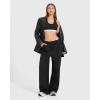 imageMOOSLOVER Women Casual Wide Leg Dress Pants Stretch Pull On High Waist Loose Fit Trousers with PocketsBlack