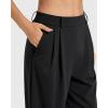imageMOOSLOVER Women Casual Wide Leg Dress Pants Stretch Pull On High Waist Loose Fit Trousers with PocketsBlack