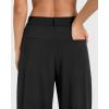 imageMOOSLOVER Women Casual Wide Leg Dress Pants Stretch Pull On High Waist Loose Fit Trousers with PocketsBlack