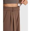 imageMOOSLOVER Women Casual Wide Leg Dress Pants Stretch Pull On High Waist Loose Fit Trousers with PocketsBrown