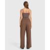 imageMOOSLOVER Women Casual Wide Leg Dress Pants Stretch Pull On High Waist Loose Fit Trousers with PocketsBrown