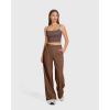 imageMOOSLOVER Women Casual Wide Leg Dress Pants Stretch Pull On High Waist Loose Fit Trousers with PocketsBrown