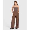 imageMOOSLOVER Women Casual Wide Leg Dress Pants Stretch Pull On High Waist Loose Fit Trousers with PocketsBrown