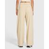 imageMOOSLOVER Women Casual Wide Leg Dress Pants Stretch Pull On High Waist Loose Fit Trousers with PocketsOffwhite