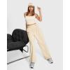 imageMOOSLOVER Women Casual Wide Leg Dress Pants Stretch Pull On High Waist Loose Fit Trousers with PocketsOffwhite