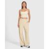 imageMOOSLOVER Women Casual Wide Leg Dress Pants Stretch Pull On High Waist Loose Fit Trousers with PocketsOffwhite