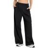 imageMOOSLOVER Women Casual Wide Leg Dress Pants Stretch Pull On High Waist Loose Fit Trousers with PocketsBlack