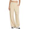 imageMOOSLOVER Women Casual Wide Leg Dress Pants Stretch Pull On High Waist Loose Fit Trousers with PocketsOffwhite