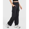 imageMOOSLOVER Women Wide Leg Cargo Pants with Pokets High Wiaisted Stretch Lounge Palazzo Casual Work TrousersBlack