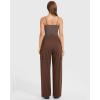 imageMOOSLOVER Women Wide Leg Cargo Pants with Pokets High Wiaisted Stretch Lounge Palazzo Casual Work TrousersCoffee