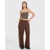 imageMOOSLOVER Women Wide Leg Cargo Pants with Pokets High Wiaisted Stretch Lounge Palazzo Casual Work TrousersCoffee