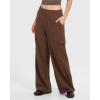 imageMOOSLOVER Women Wide Leg Cargo Pants with Pokets High Wiaisted Stretch Lounge Palazzo Casual Work TrousersCoffee