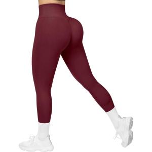 imageMOOSLOVER Seamless Butt Lifting Workout Leggings for Women High Waist Yoga Pants Compression Contour Tights1 Burgundy