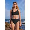 imageMOOSLOVER Women Halter Bikini Sets Drawstring High Cut Two Piece Swimsuit Tummy Control Bathing SuitBlack
