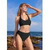 imageMOOSLOVER Women Halter Bikini Sets Drawstring High Cut Two Piece Swimsuit Tummy Control Bathing SuitBlack