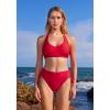 imageMOOSLOVER Women Halter Bikini Sets Drawstring High Cut Two Piece Swimsuit Tummy Control Bathing SuitRed