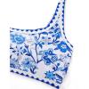 imageMOOSLOVER Women High Waisted Bikini Sets Full Coverage Two Piece Swimsuit Retro Floral Modest Bathing SuitBlue Floral