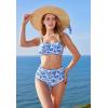 imageMOOSLOVER Women High Waisted Bikini Sets Full Coverage Two Piece Swimsuit Retro Floral Modest Bathing SuitBlue Floral