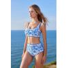 imageMOOSLOVER Women High Waisted Bikini Sets Full Coverage Two Piece Swimsuit Retro Floral Modest Bathing SuitBlue Floral