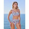 imageMOOSLOVER Women High Waisted Bikini Sets Full Coverage Two Piece Swimsuit Retro Floral Modest Bathing SuitRed Floral