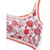 imageMOOSLOVER Women High Waisted Bikini Sets Full Coverage Two Piece Swimsuit Retro Floral Modest Bathing SuitRedorange Floral