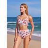 imageMOOSLOVER Women High Waisted Bikini Sets Full Coverage Two Piece Swimsuit Retro Floral Modest Bathing SuitRedorange Floral
