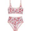 imageMOOSLOVER Women High Waisted Bikini Sets Full Coverage Two Piece Swimsuit Retro Floral Modest Bathing SuitRedorange Floral