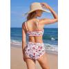 imageMOOSLOVER Women High Waisted Bikini Sets Full Coverage Two Piece Swimsuit Retro Floral Modest Bathing SuitRedorange Floral