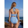 imageMOOSLOVER Women High Waisted Bikini Sets Push Up Halter Two Piece Swimsuit Tummy Control Bathing SuitSky Blue