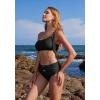 imageMOOSLOVER Women One Shoulder Bikini Sets High Waisted Two Piece Swimsuits Modest Bathing SuitBlack