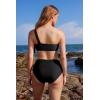 imageMOOSLOVER Women One Shoulder Bikini Sets High Waisted Two Piece Swimsuits Modest Bathing SuitBlack