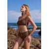 imageMOOSLOVER Women One Shoulder Bikini Sets High Waisted Two Piece Swimsuits Modest Bathing SuitCoffee