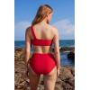 imageMOOSLOVER Women One Shoulder Bikini Sets High Waisted Two Piece Swimsuits Modest Bathing SuitRed