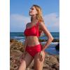 imageMOOSLOVER Women One Shoulder Bikini Sets High Waisted Two Piece Swimsuits Modest Bathing SuitRed