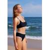 imageMOOSLOVER Women Sporty Two Piece Swimsuits High Waisted Bikini Sets Color Block Bathing SuitBlack