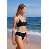 imageMOOSLOVER Women Sporty Two Piece Swimsuits High Waisted Bikini Sets Color Block Bathing SuitBlack