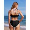 imageMOOSLOVER Women Sporty Two Piece Swimsuits High Waisted Bikini Sets Color Block Bathing SuitBlack