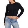 imageMOOSLOVER Women Cropped Cardigan Sweaters Long Sleeve Button Up Fall Fashion Knit Top Trendy Y2k OutfitsBlack