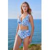 imageMOOSLOVER Women Bikini Sets Plunging High Waisted Swimsuit Whip Stitch 2 Piece Bathing SuitsBlue Floral