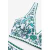 imageMOOSLOVER Women Bikini Sets Plunging High Waisted Swimsuit Whip Stitch 2 Piece Bathing SuitsGreen Floral
