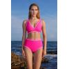 imageMOOSLOVER Women Bikini Sets Plunging High Waisted Swimsuit Whip Stitch 2 Piece Bathing SuitsPink