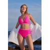 imageMOOSLOVER Women Bikini Sets Plunging High Waisted Swimsuit Whip Stitch 2 Piece Bathing SuitsPink