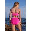 imageMOOSLOVER Women Bikini Sets Plunging High Waisted Swimsuit Whip Stitch 2 Piece Bathing SuitsPink
