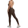 imageMOOSLOVER Women Strappy Backless One Piece Jumpsuits Tummy Control Padded Workout Rompers1 Chocolate Brown