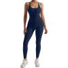 imageMOOSLOVER Women Strappy Backless One Piece Jumpsuits Tummy Control Padded Workout Rompers1 Stratos Blue