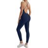 imageMOOSLOVER Women Strappy Backless One Piece Jumpsuits Tummy Control Padded Workout Rompers1 Stratos Blue