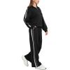 imageMOOSLOVER Women 2 Piece Lounge Matching Sets Modal Oversized Sweatshirt Wide leg Sweatpants Baggy TracksuitBlack