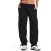 imageMOOSLOVER Women Baggy Caual Pants Cotton Lightweight Sweatpants Drawstring Flod Over Low Waist JoggersBlack